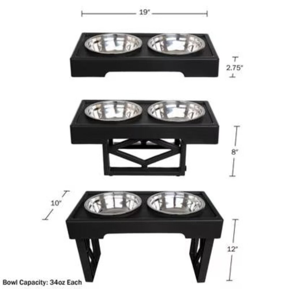 Pet Adobe 2 Pet Bowls with Adjustable Stand Dog or Cat - Picture 7 of 7